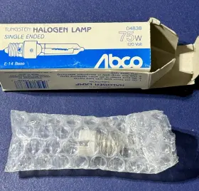 Abco 04838 75w 120v Tungsten Bulb Single Ended E-14 Euro Base Made In Japan Zl
