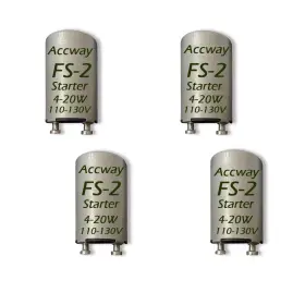 Accway Fs-2/s2 4pack Aluminum Housing Fs-2 Fluorescent Starter For 4-20 Silver