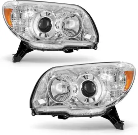 Adcarlights 717325777592 Headlight Compatible With Toyota 2006 2007 2008 2009 Chrome Housing Amber Reflec