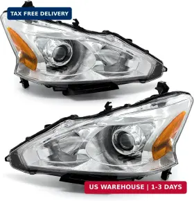 Adcarlights 784529184310 2013 2014 2015 Nissan Altima Headlight Assembly Only Fit 4door Clear Lens Chrome