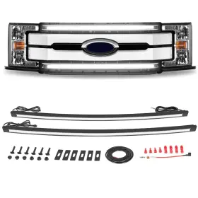 201098 Akd Part Dual 36.6 Inch Drl Led Grille Lights Kit For 2017-2022 Ford F-250 Super Duty Fron