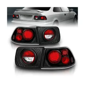 03-hc9600tla2djm Amerilite Black Replacement Taillights Set For 96-00 Honda Civic 2 Door Coupe