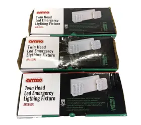 Arleu9l Ammo Electric Lot Of 3 Twin Head Led Emergency Lighting Fixture White Arleu9l Ammo Electric Lot Of 3 Twin Head Led Emergency Lighting Fixture White