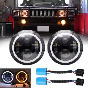 Amuniesun 783710234056 Compatible With Hummer H1 H2 Am General Pair 7inch Headlight Lights Halo Ange