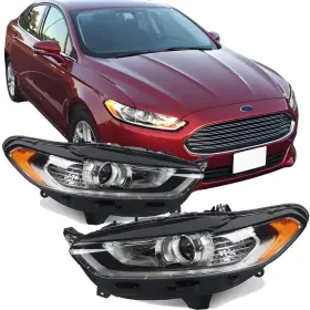 Aresparts Ak-ff13150102 Headlights Assembly With Bulbs For 2013 2014 2015 2016 Ford Fusion S Se Titanium