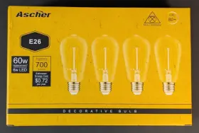 St19 Ascher 6027 Led Edison Bulbs 6w 700 Lumens Warm White E26 Non Dimmable 4 Pack