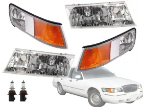 Auto Parts Avenue Mc093001 2 3301 2-1 Apa Replacement Combo Set Of Headlight And Corner Lamp For 1998-2002 Grand Ma
