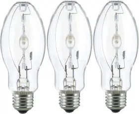 Mh100 Bluex Bulbs 680168952443 3 Pack Mh100/u/med 100w Metal Halide Bulb Ed17 Medium Base Clear