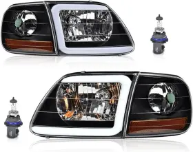 Branded 02hla1238bbk Led Drl Headlights Assembly With Corner Parking Lights Fit 1997-2003 Ford F150 /200