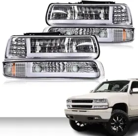 02hla4531bwt Branded Led Drl Headlight Assembly Compatible With Chevy Silverado 1999-2002 /fit 00-06