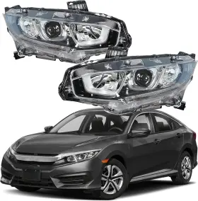 Branded 2-1898083-283471 Headlight Assembly Replacement For Civic 2016 2017 2018 Halogen