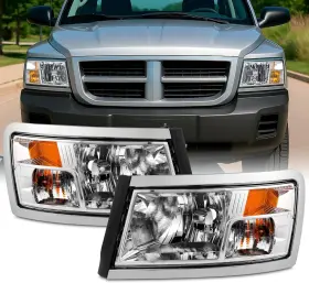 9-e1dda08mc Branded Pair Of Headlights Fit 2008 2009 2010 2011 Dodge Dakota 08-11 Oe Style Halogen T