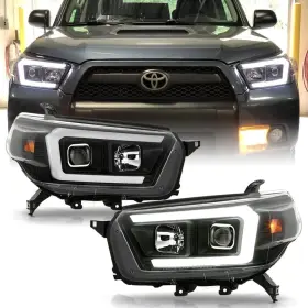 Ac-4-t4r10si-bk Branded For 2010-2013 Toyota 4runner Black Housing Led Tube Projector Headlights Headla