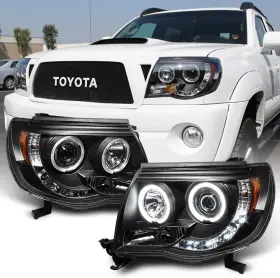 Branded Ac-4-tt05-hl-bk For 2005-2011 Toyota Tacoma Led Drl Halo Ring Black Housing Projector Headlights