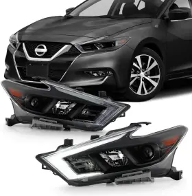 Ac-h-j-nm16-am-bk Branded For 2016-2018 Nissan Maxima S Sl Sv Black Housing Led Drl Projector Headlights H Ac-h-j-nm16-am-bk Branded For 2016-2018 Nissan Maxima S Sl Sv Black Housing Led Drl Projector Headlights H