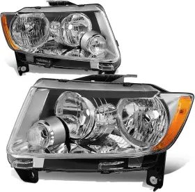 Branded Ad-hl-oh-gch11-ch-am Headlights Assembly Compatible With 2011 2012 2013 Jeep Grand Cherokee Driver A