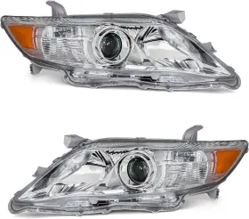 Ad-tca0010885 Branded Compatible With 2010 2011 Toyota Camry Headlights Chrome Housing Amber Reflector