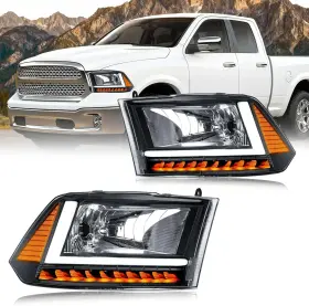Df-hl-068-g-ambk Branded Led Drl Headlight Assembly Compatible With 2009-2018 Dodge Ram 1500/2010-2018 R