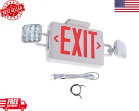 Branded Emgt05-exit-r Red Exit Sign With Emergency Lights 200lm 3hours Plug In Battery B
