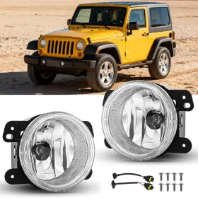 Fog-i87 Branded Fog Lights Assembly Compatible With 2007 2008 2009 Jeep Wrangler 2005-2008 Dodg