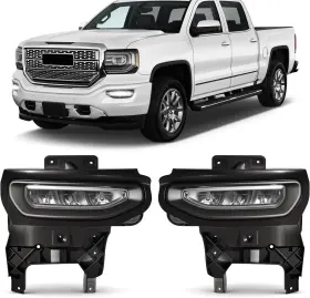 Gc301l Branded Led Fog Lights Compatible With 2016-2018 Gmc Sierra 1500 Bumper Driving