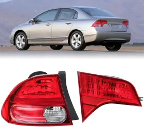 Hcivic2006lfinfba Branded Outer Inner Tail Lights Set Compatible With Honda Civic 2006 2007 2008 Left Bra
