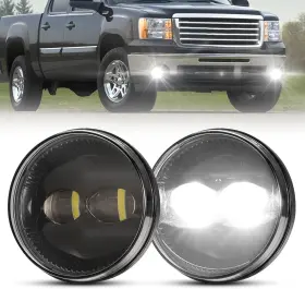 Hd-f1-gmc-1-frd Branded 2 Led Fog Lights For 2007-2013 Gmc Sierra 1500/2007-2014 2500hd 3500hd Bum