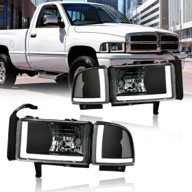 Hl-0012 Branded Led Drl Headlight Assembly Compatible With 1994-2001 Dodge Ram 1500/1994-2002 R Hl-0012 Branded Led Drl Headlight Assembly Compatible With 1994-2001 Dodge Ram 1500/1994-2002 R
