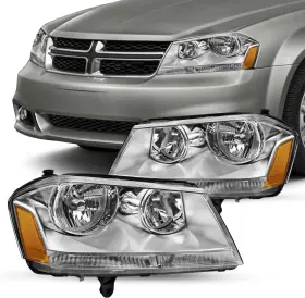 Branded Hl-08-14-ar Headlights Assembly Fits For 2008-2014 Dodge Avenger Halogen Headlight