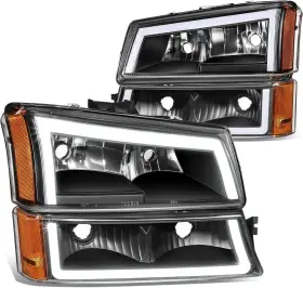 Hl-lb5-csil03-bk-am Branded Headlights Compatible With 03-06 Avalanche 1500 2500 / Silverado 3500