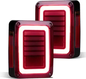 Jk-lt-us6-b-cfa Branded 2 Led Jk Tail Lights Compatible With 2007-2018 Jeep Wrangler Smoked Rear