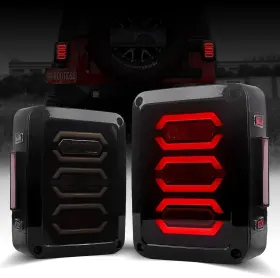 Branded Jpwr0007 Led Tail Lights For Jeep Wrangler Jk Jku 2007-2018 Dot Approved Smoked Lens