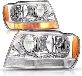 Js-hl-jgc99 Branded Js022 Headlight Assembly Pair Compatible With 1999-2004 Jeep Grand Cherok