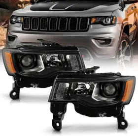 Branded Ke-h-j-jgc17-oe-bk-set For 2017 2018 2019 2020 2021 Jeep Grand Cherokee Halogen Type Black Projector He