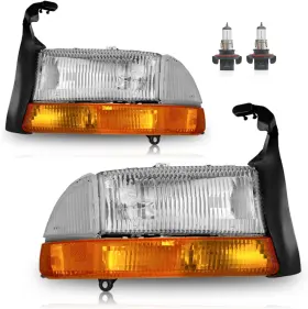 Ksh-dgdk9700-10 Branded Headlights For 1997-2004 Dodge Dakota 1998-2003 Durango Bulbs Included