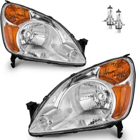 Ksh-hdcr0200 Branded Pair Of Headlights For 2002-2004 Honda Cr-v Ex Lx Headlamp 02 03 04 W
