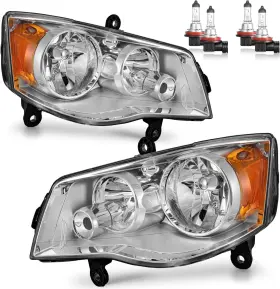 Branded Rd-dgcr1100 Headlights With Bulbs For 2011-2020 Dodge Grand Caravan 2008-2016 Town Country