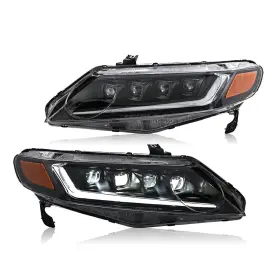 Brisunshine 754175485864 Headlights For Honda Civic 2006-2011 Quadruple Beam