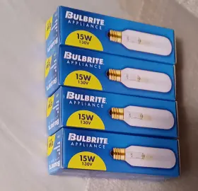 707115 Bulbrite Lot Appliance Tubular Exit Bulbs 15t6 15w 130v Candelabra Clear