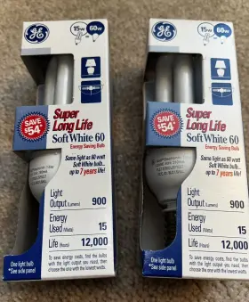 12544-us-ge Bulbsandbatteries Fle15tbx/l/spx27 Lot Of 2 Ge Spiral Cfl Biax 15w Cgx1m1a1