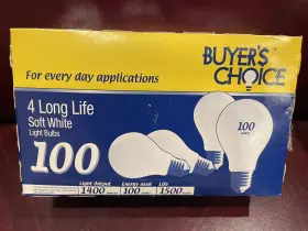 46135-11846 Buyers Choice 100 Watt Soft White Light Bulbs Incandescanta19 Made In The U.s.a