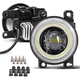 Cawanerl Fla/angel/ford2/white Led Lens Fog Light With Halo Ring Angel Eye Replacement For Ford 13-16 Fusion