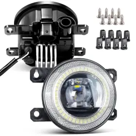Cawanerl Fla/angel/ford3/white Led Lens Fog Light With Halo Ring Angel Eye Drl Replacement For Mitsubishi 10