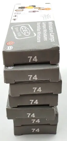 Cec 014271020551 Lot Of 7 Boxes 10 74 Miniature Lamps 14v 1.4 Watt Glass Wedge Base