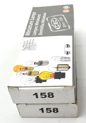 Cec 014271020780 Lot Of 2 Boxes 10 158 Miniature Lamps 14 Volt .24 Amp T3-1/4 Glass Wedge