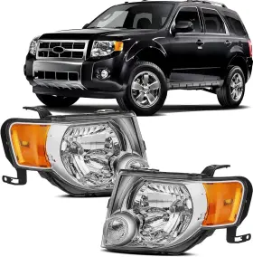 Corkiauto Kq24111401 Headlights Assembly Compatible With 2008 2009 2010 2011 2012 Ford Escape