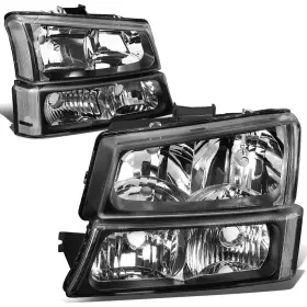 Dna Motoring Hl-oh-cs03-4p-bk-cl1 Pair Headlight Assembly Compatible With 2003-2006 Chevy Silverado