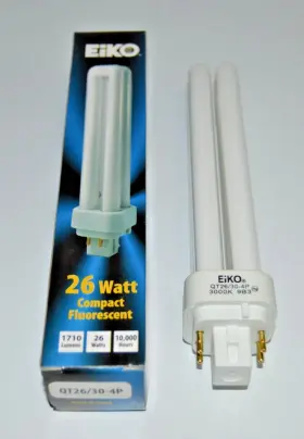 30-4p Eiko Qt26/30-4p Lighting 26w Compact Fluorescent Bulb 4-pin Base 3000k Quad Tube