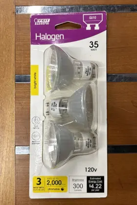 Bpq35mr16ifgu103hdrp Feit Electric 35w Mr16 Gu10 Dimmable Halogen Bulbs 2700k Bright White 3 Pack