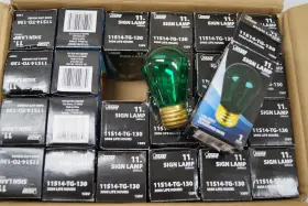 Tg-130 Feit Electric 11s14/tg-130 Lot 17 11w Sign Lamp Bulbs Green Read New Grg
